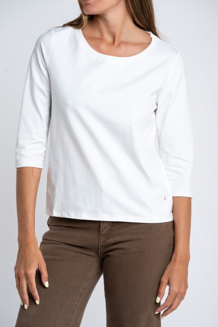 Remera Manga 3/4 Algodón Elastano Nacar