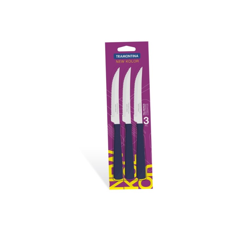 CUCHILLOS TRAMONTINA NEW KOLOR X 3 AZUL