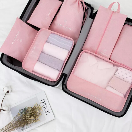 Set Organizador De Valija Para Viaje 7 Separadores Rosado