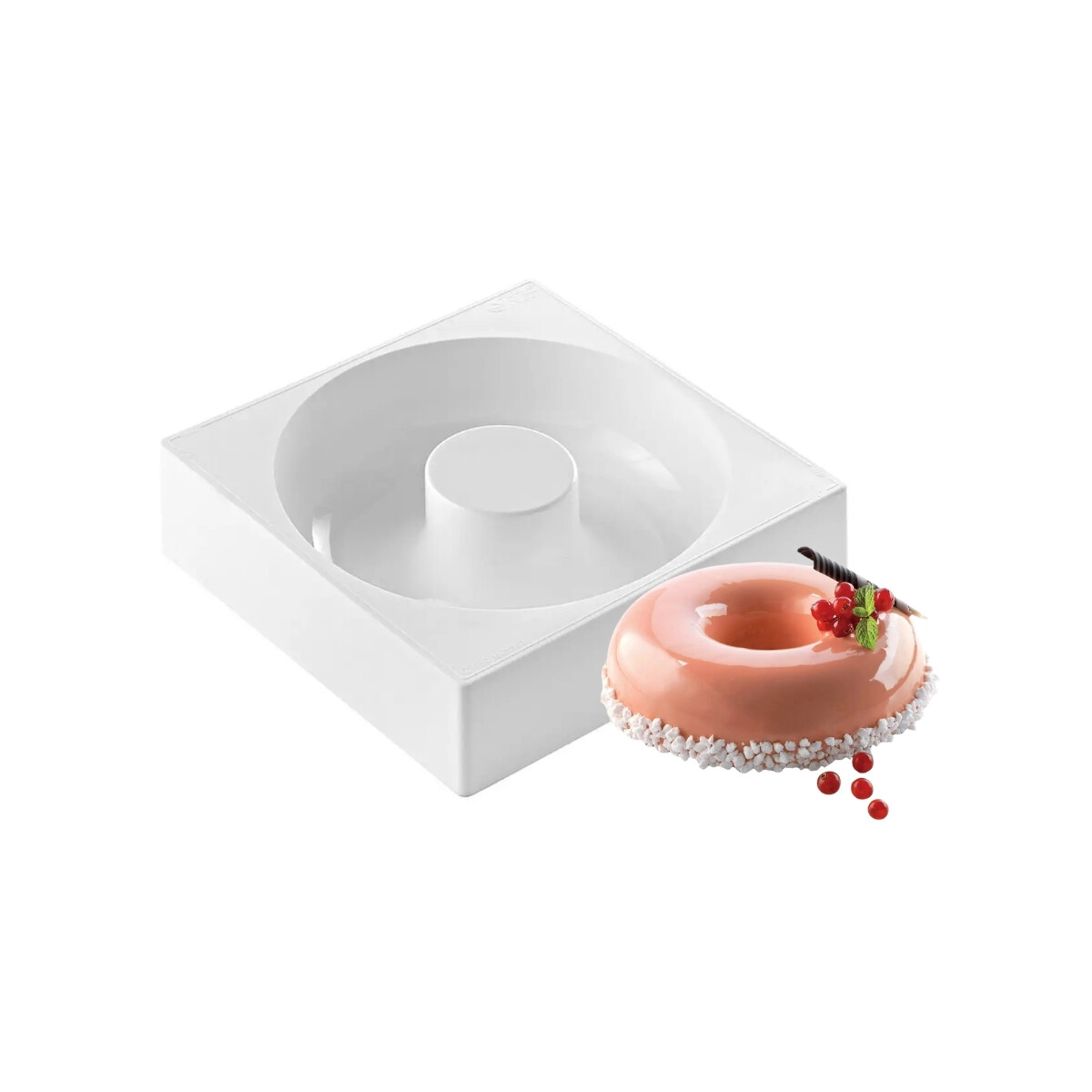 Molde silicona Savarin 18x6 Blanco 