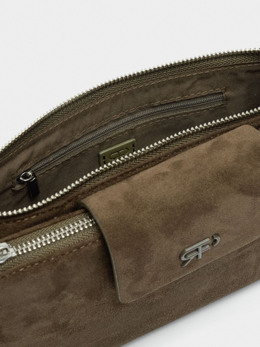 Bolso Bandolera Doble Efecto Piel caqui