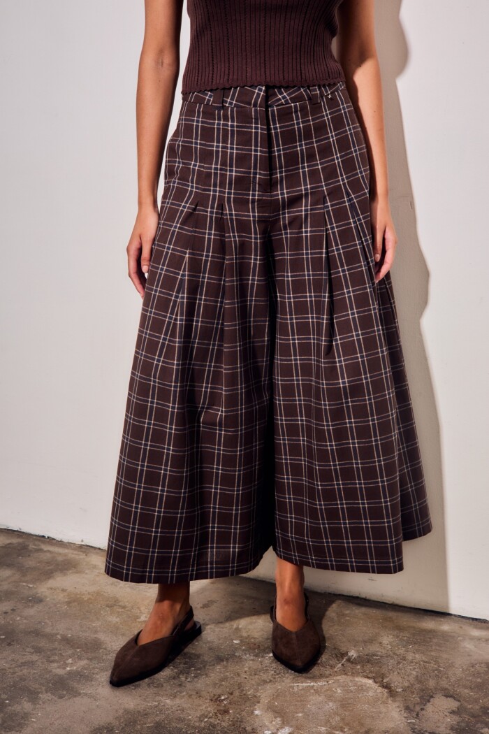 Pantalón Extra Wide Cuadros Marino