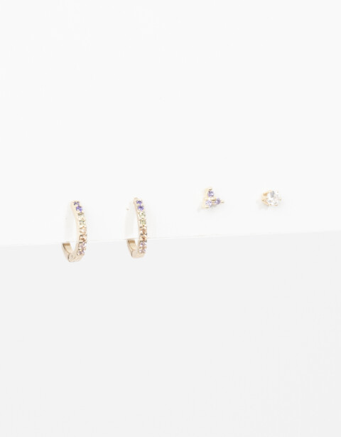 Aros Sets Strass Set De Aros Con Cubic Zirconia - Dorado
