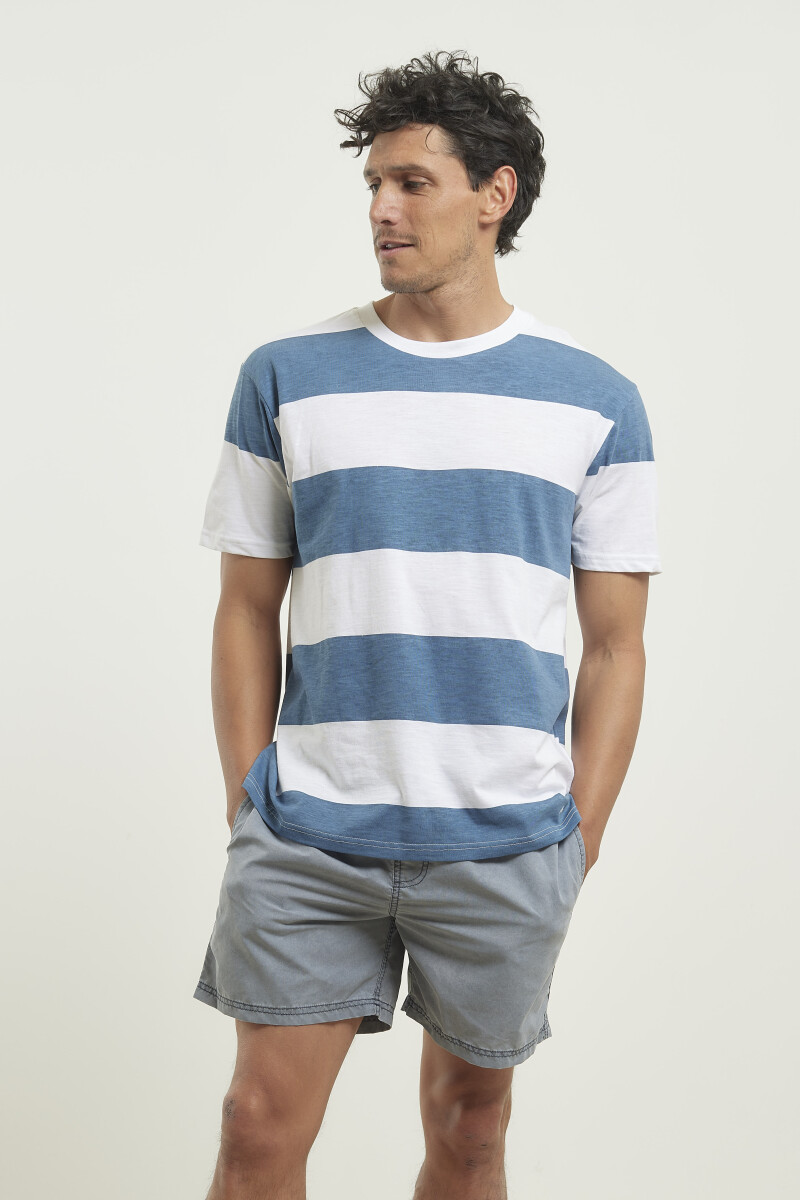 T-SHIRT HARRY - Blanco / Azul Piedra 