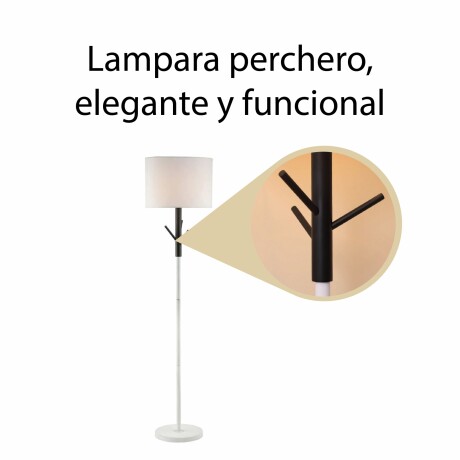 Lámpara De Pie Perchero Pantalla Tela Metal Moderna Blanco