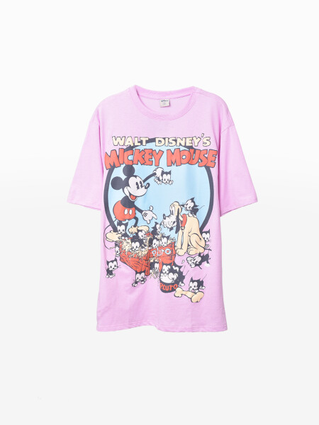REMERA MICKEY AND THE CATS ROSA CLARO