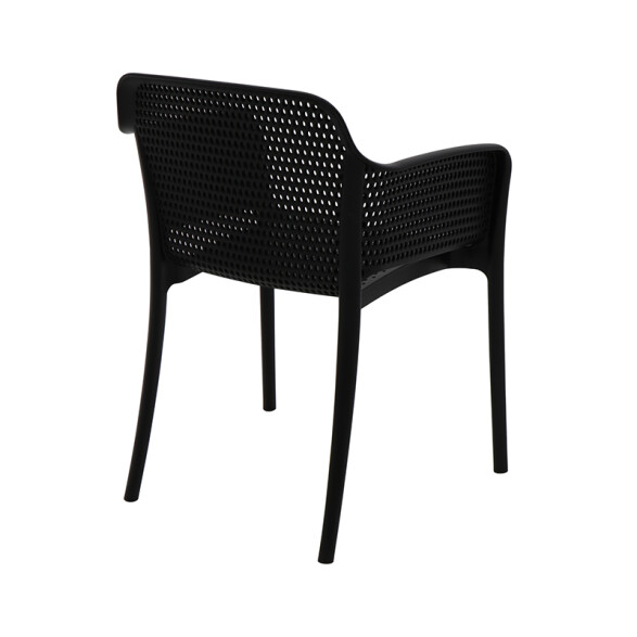 Silla apilable negra "GABRIELA" con posabrazos -TRAMONTINA TD0663
