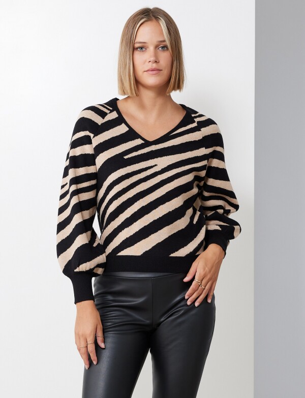 Buzo Zebra Print NEGRO/BEIGE