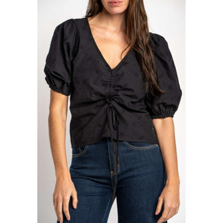 Blusa Bordada Frunces Negro