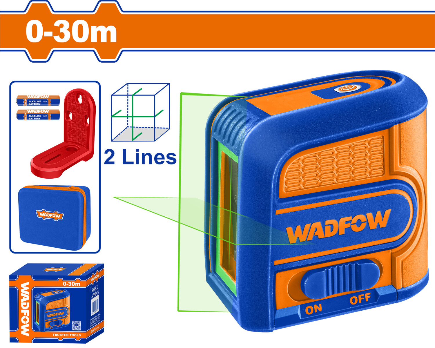 NIVEL LASER AUTONIVELANTE VERDE 0-30MT MAGNETICO WADFOW WLE2M03 