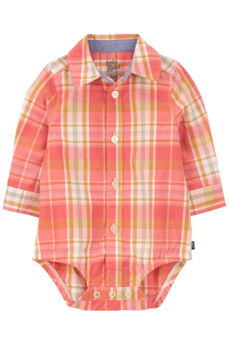 Body de algodón, tipo camisa, diseño a cuadros Sin color