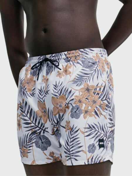 BOSS Black - Short Baño Estampado Blanco