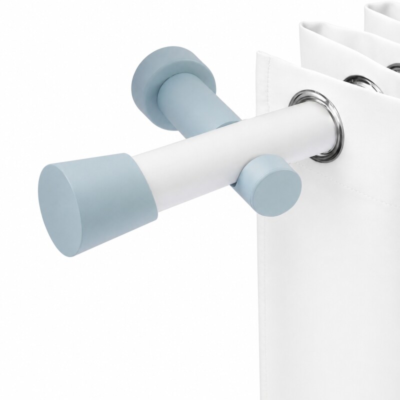 Barrote cortina JOY 2,0m + 2 soportes CELESTE Y BLANCO
