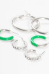 Set de aros strass plateado