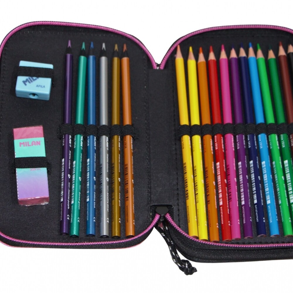 CARTUCHERA MILAN 3 PISOS COMPLETA DE UTILES SUNSET ROSADO CARTUCHERA MILAN 3 PISOS COMPLETA DE UTILES SUNSET ROSADO