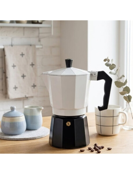 CAFETERA ITALIANA 6 TAZAS 240ML ALUMINIO LINES BLANCO CAFETERA ITALIANA 6 TAZAS 240ML ALUMINIO LINES BLANCO