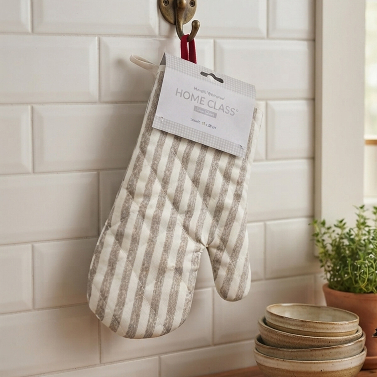 Manopla Impermeable Home Class 18 x 28 cm - 4881 RAYAS BEIGE 