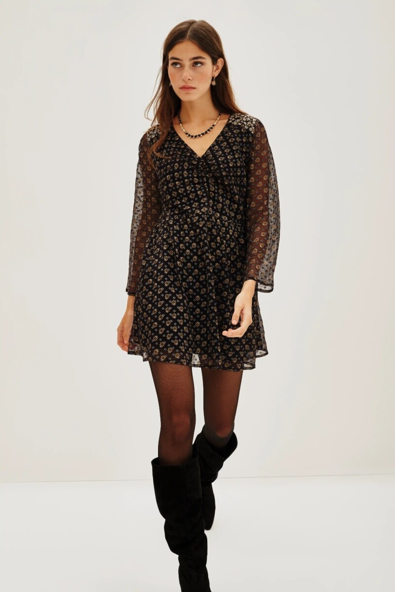 Vestido Lux Foil Bandani Negro