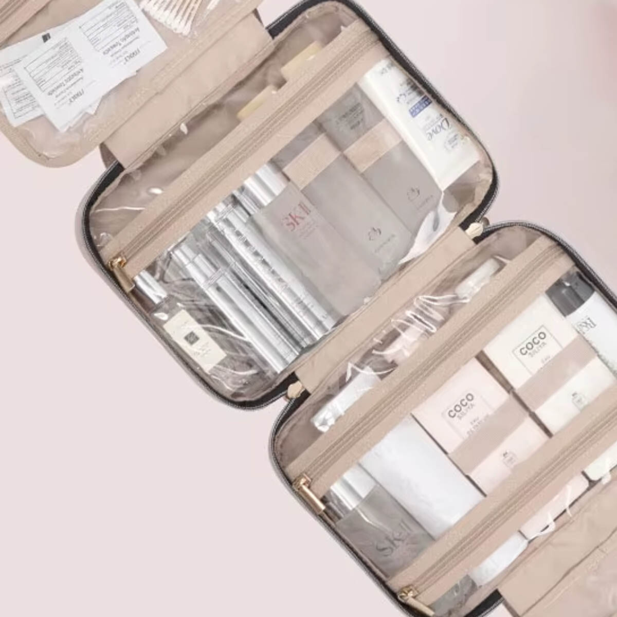 Bolso Organizador de Valijas Viaje Adaptador Frascos - Rosa 