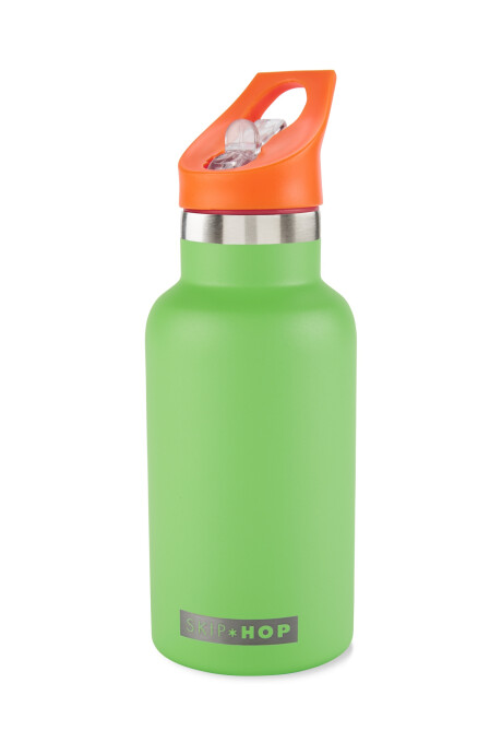 Botella de acero inoxidable con sorbito y stickers, verde Botella de acero inoxidable con sorbito y stickers, verde