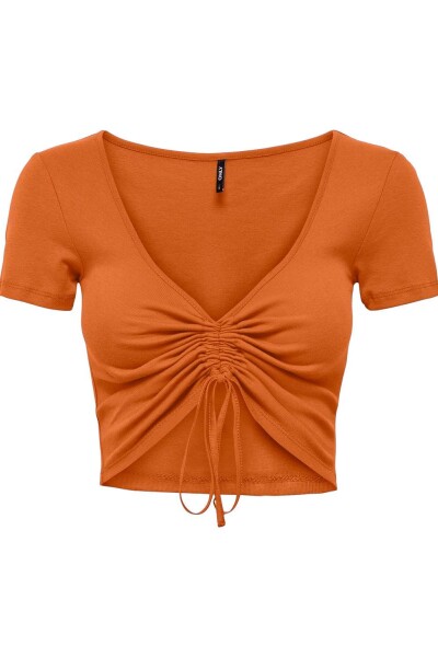 Top Kika Cropped Y Frunce Persimmon Orange