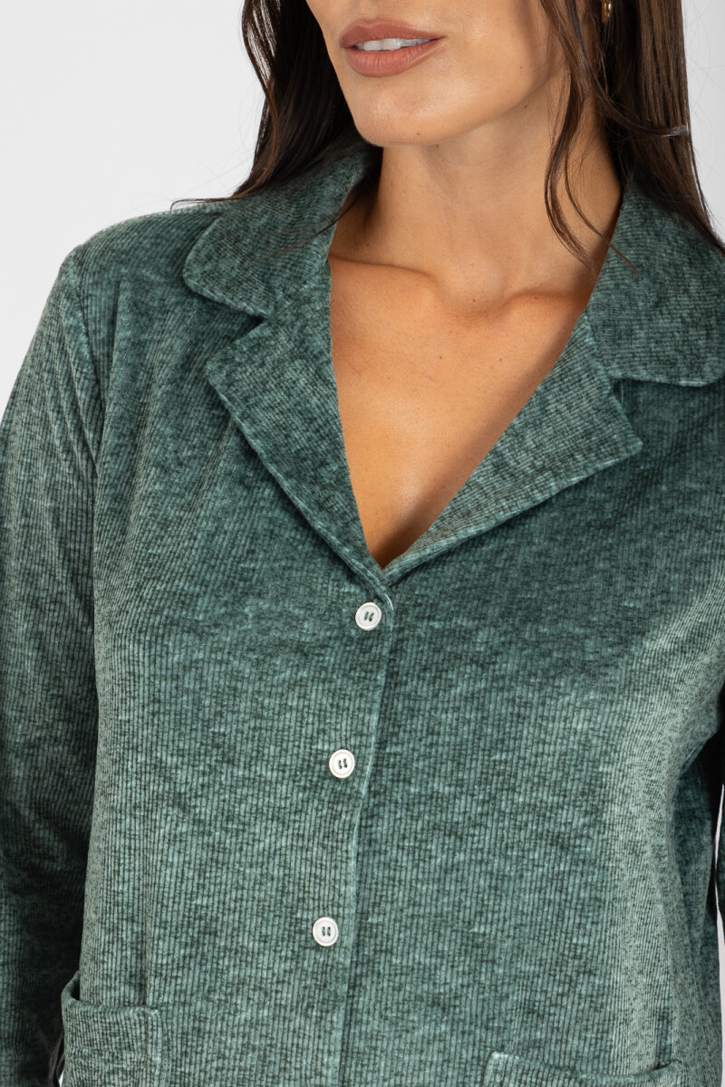 Pijama americano ribb velour Verde petroleo