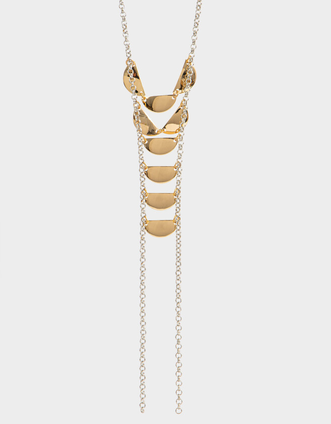 Collares Largos Metal Collar Largo Con Malla De Metal - Combinacion Bicolor