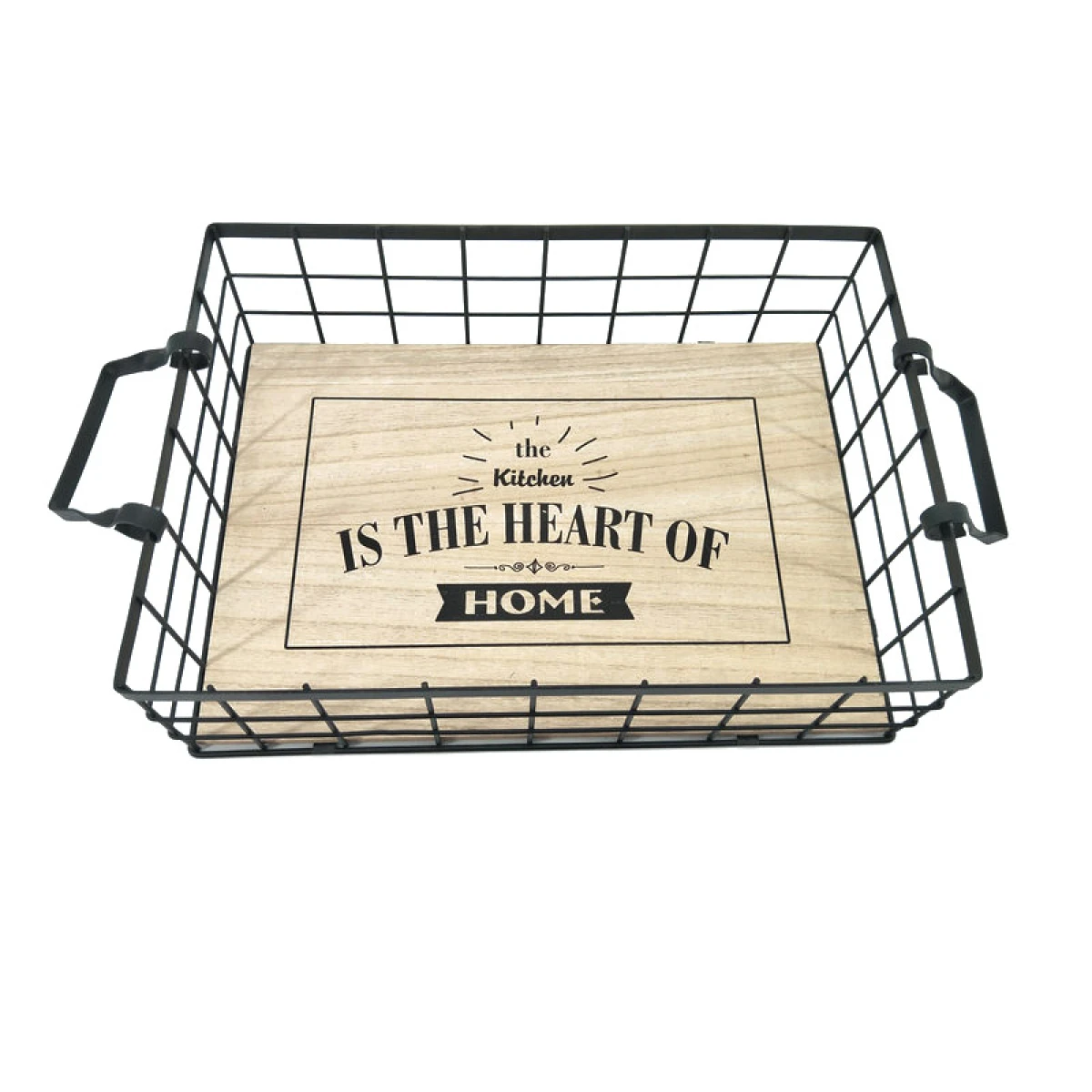 CESTA METAL/MADERA 45x25x10.5CM NEGRO 