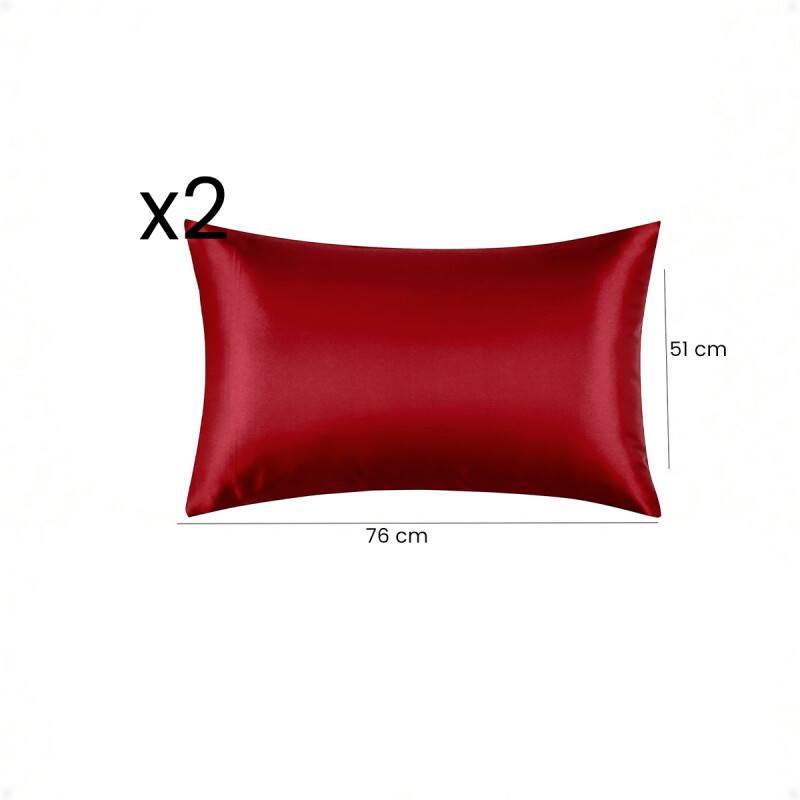 Funda Almohada De Satín Satén Tipo Seda Suave Bordo