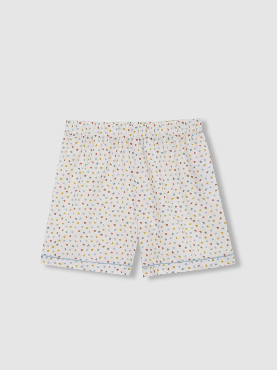 Pijama Corto Con Estrellas Multicolor Blanco Roto
