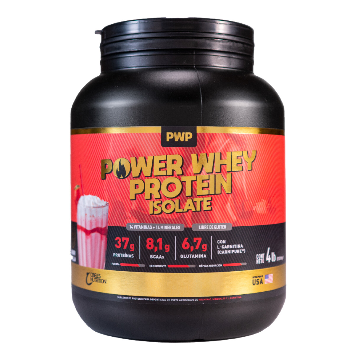 Power Whey Protein Isolate 4lb Cibeles Nutrition - Frutilla 