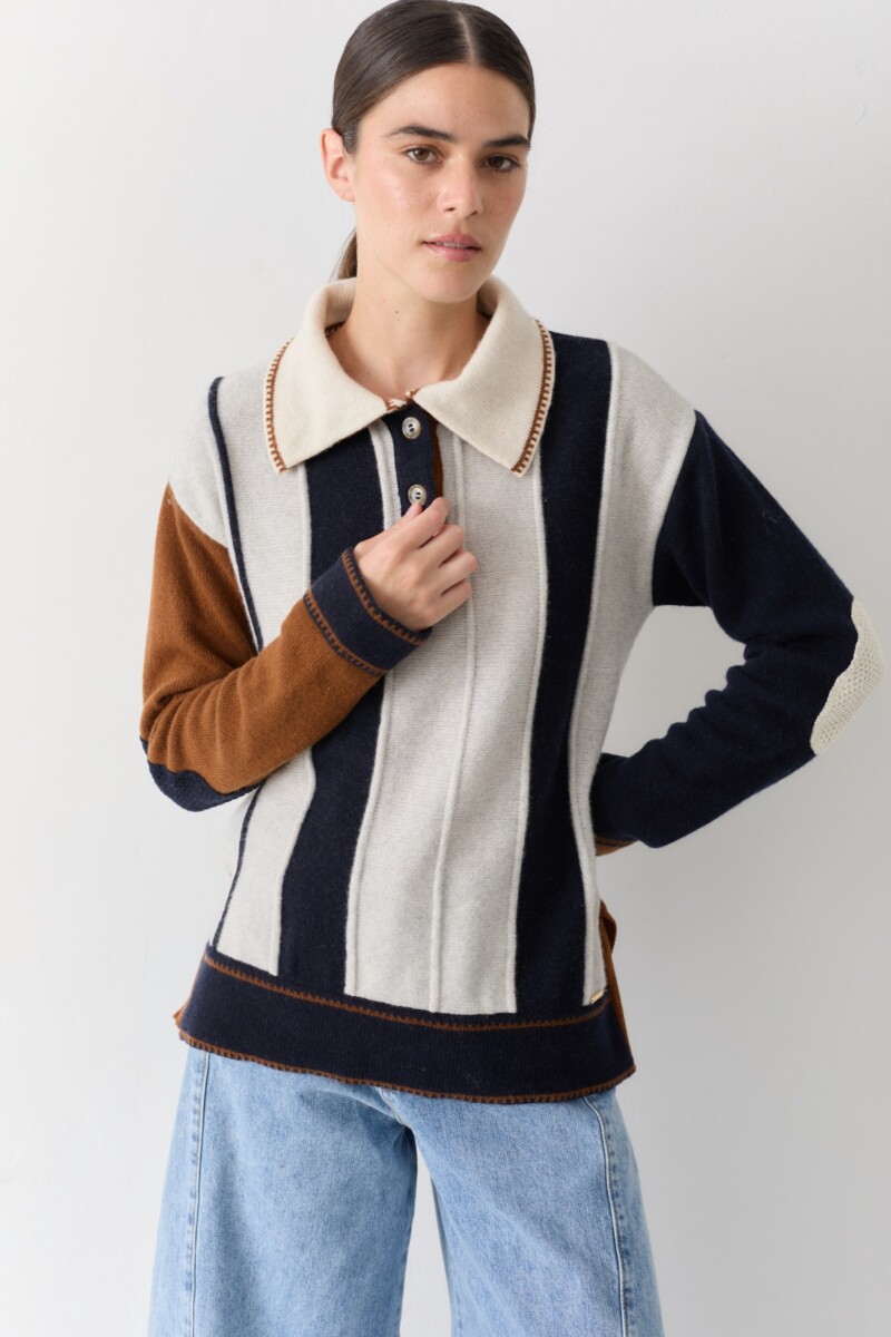 BUZO OLIMPICO - Azul, Crudo Y Chocolate 