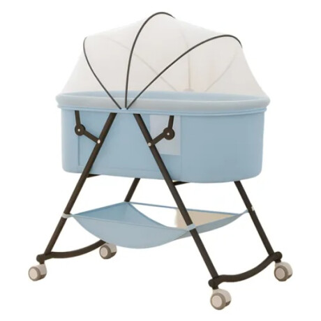 Cuna Moisés TOKIO Con Mosquitero Y Ruedas Infantil Bebe Celeste