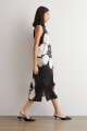 Vestido satén estampado negro