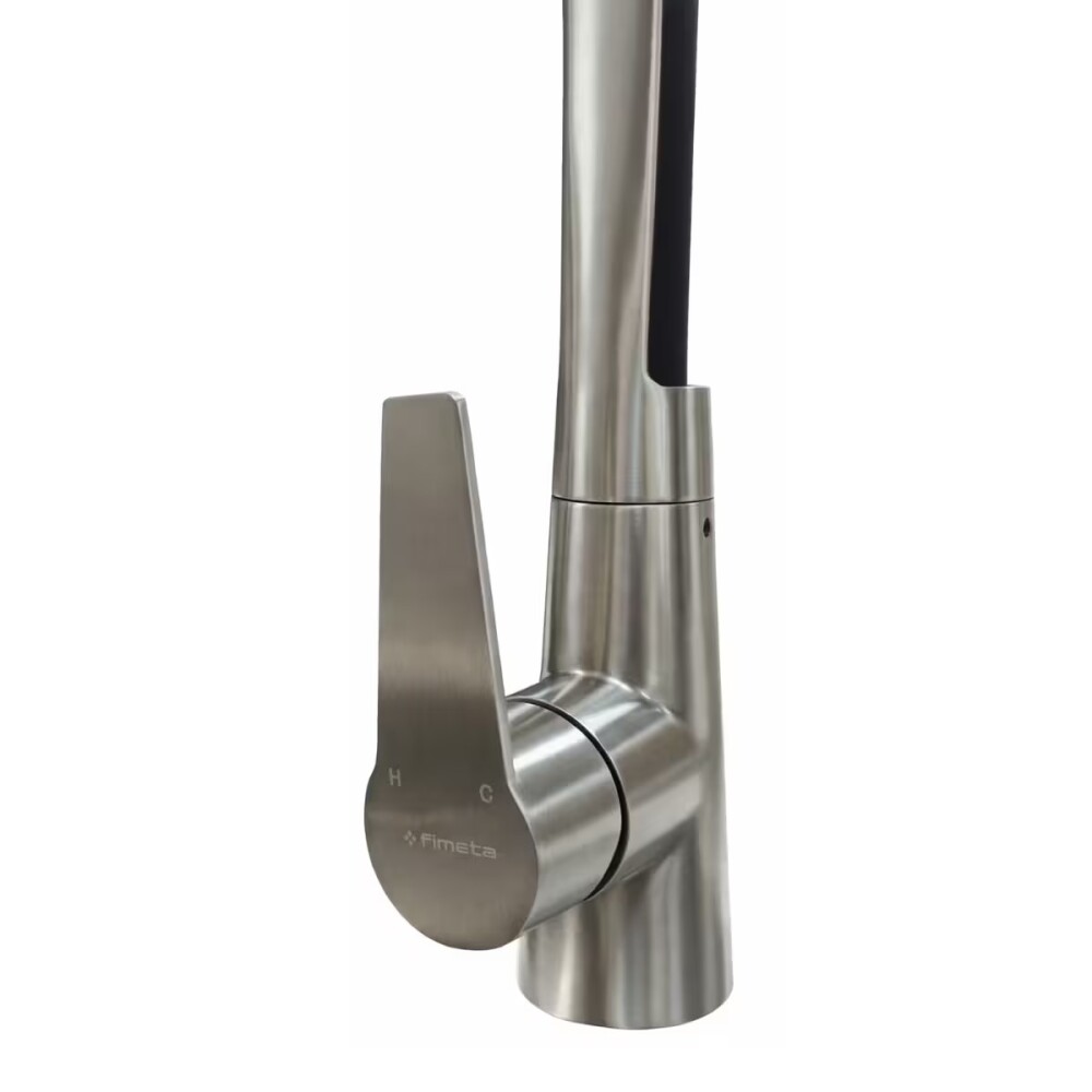 Grifería de cocina Monocomando de mesada satinado con flexible negro Grifería De Cocina Monocomando De Mesada Satinado Con Flexible Negro