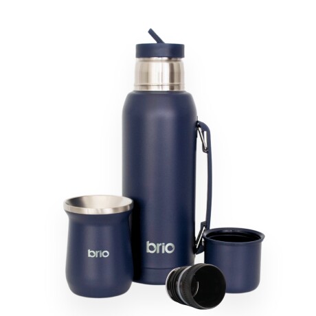 Set De Termo 1 Litro Y Mate Diseño Clásico brio Acero Inox Azul