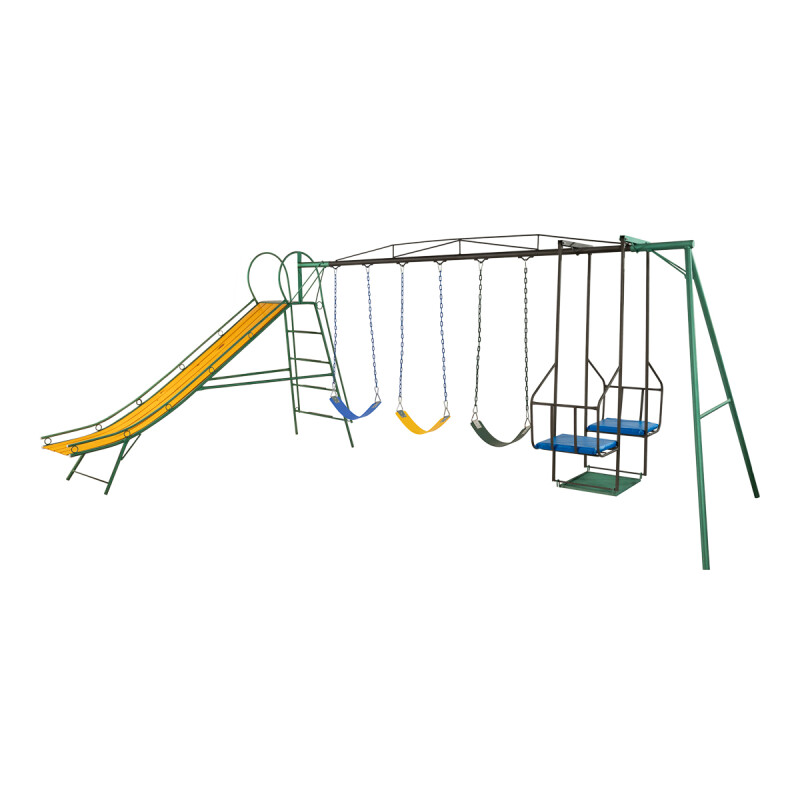 Juego Combinado Infantil con tobogán N°4. Silla doble y 3 hamacas de cincha. Juego Combinado Infantil con tobogán N°4. Silla doble y 3 hamacas de cincha.