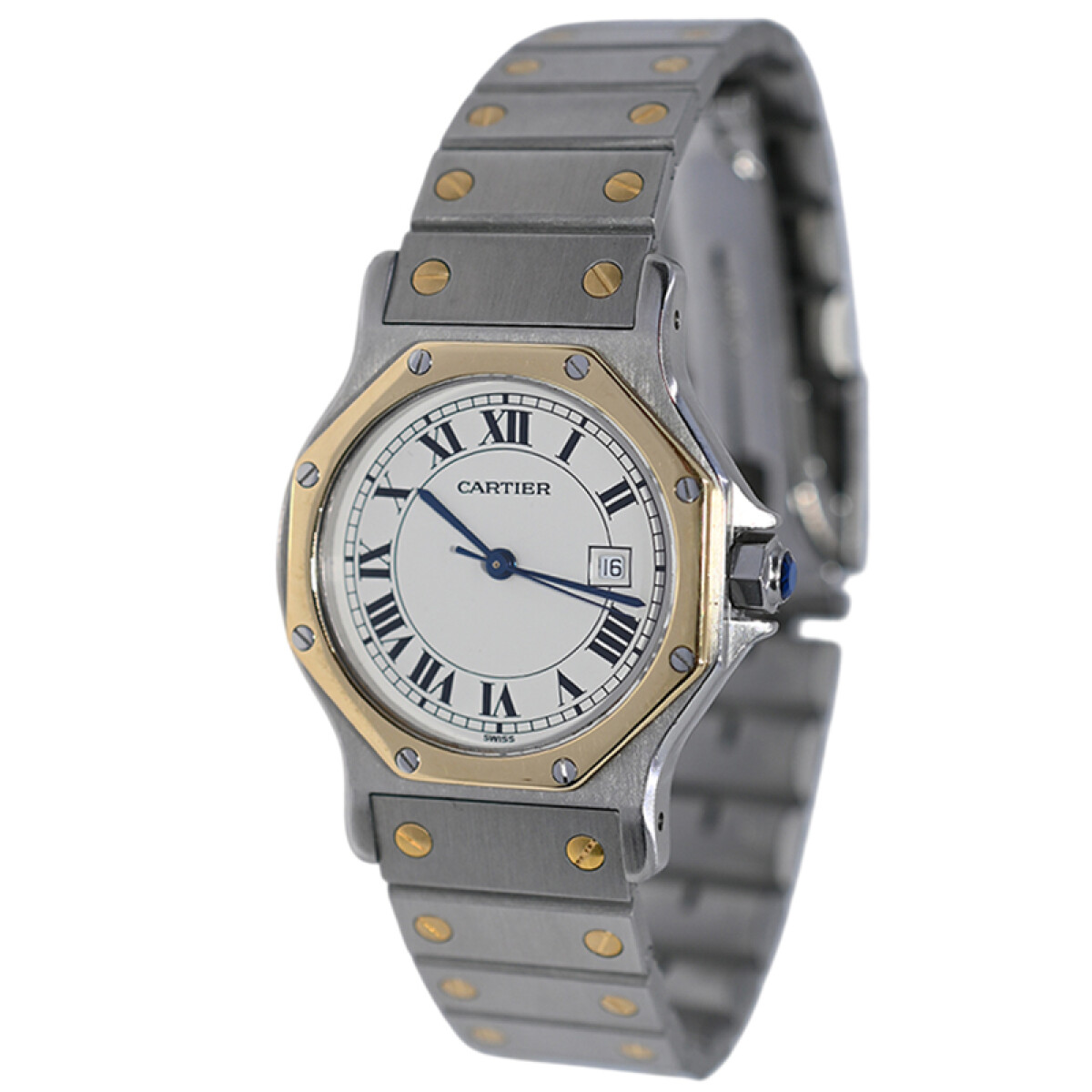 Cartier Santos Octagon unisex modelo 2966 automático con calendario, acero y oro 