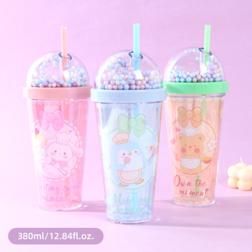 Vaso De Plástico Doble Capa Con Sorbito - Pastel - 380ml Vaso De Plástico Doble Capa Con Sorbito - Pastel - 380ml