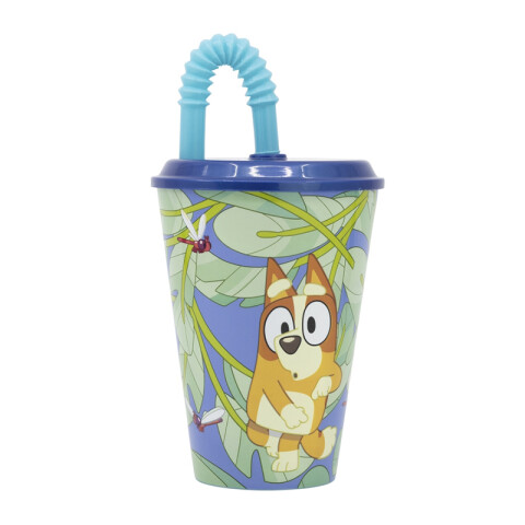 Vaso Plástico con Pajita Retráctil Bluey 430 ml U