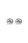 PENDIENTES DE BOTÓN DE ALEACIÓN DE METALES BAÑADO EN PLATA CON CRISTAL FACETADO VERDE Anillo