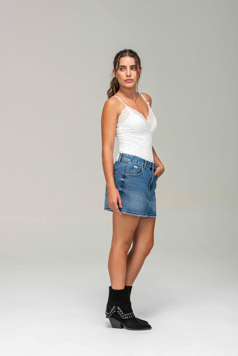 POLLERA JEANS - Azul Oscuro 