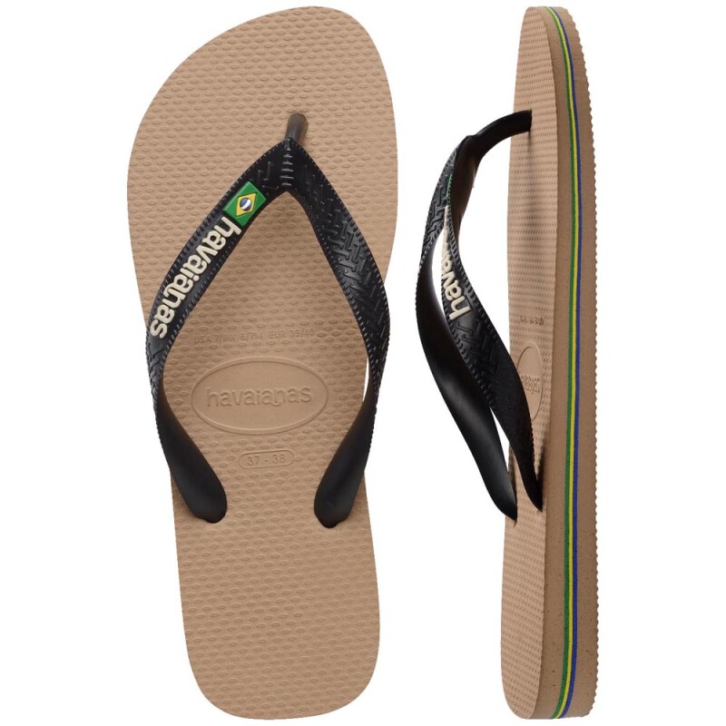Sandalias Havaianas Brasil Logo Hombre Oro Rosa Negro