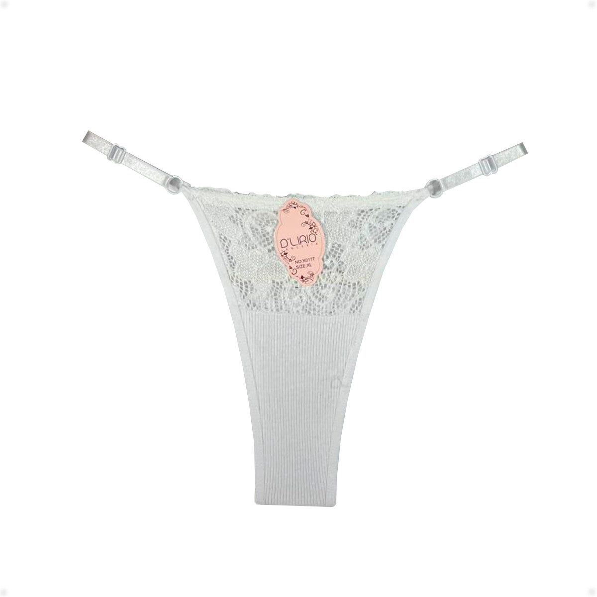 Tanga Colaless Ajustable De Encaje - Blanco 