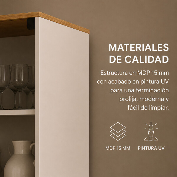 Cristalero ComboHome Estantería Nórdico 2 Puertas 1 Cajón Blanco 1