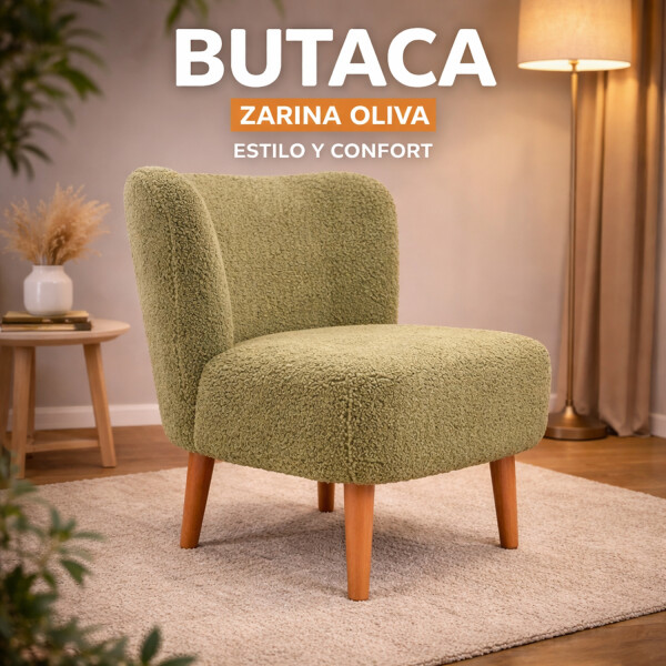 Butaca Poltrona Sillón Tapizado Tipo Teddy VERDE