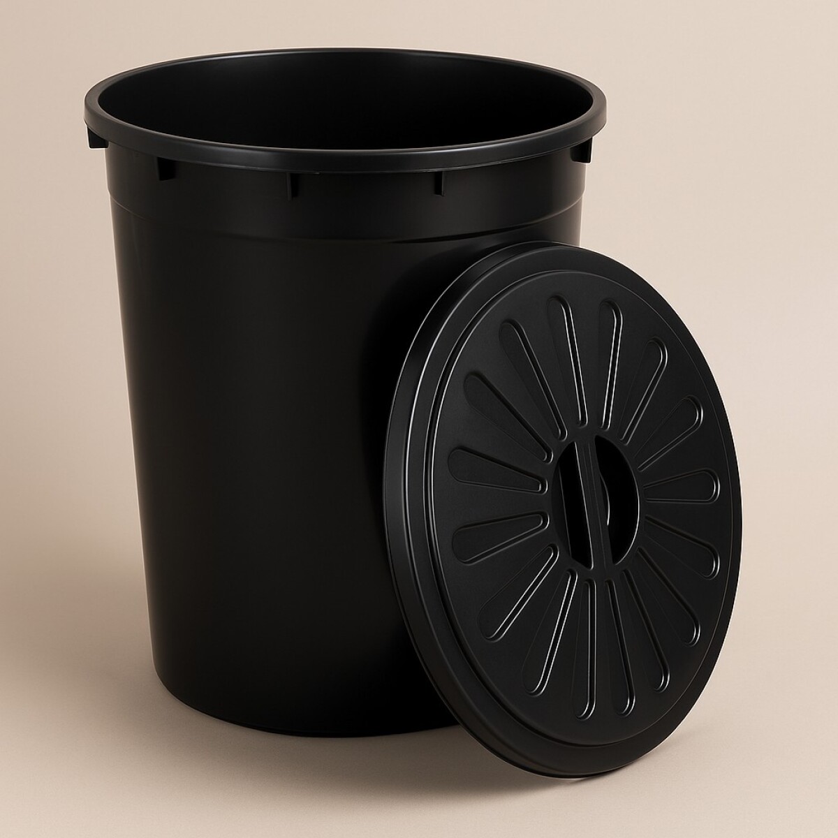 PAPELERA TACHO BASURA 48 LITROS NEGRO - NEGRO 