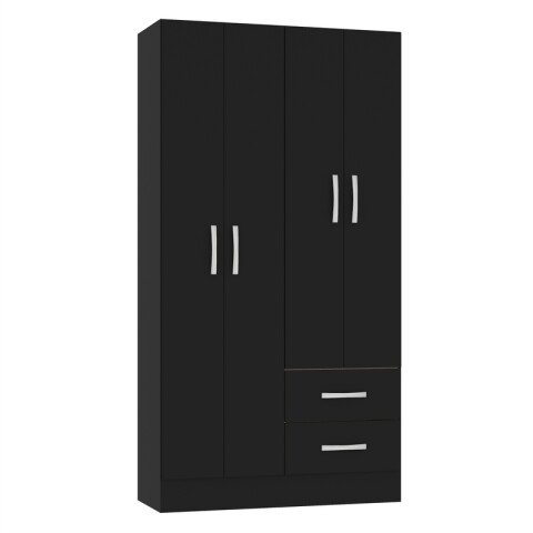 Ropero Armario 4 puertas 2 cajones con estantes y perchero 170 x 90 x 36 cm - Negro Ropero Armario 4 puertas 2 cajones con estantes y perchero 170 x 90 x 36 cm - Negro