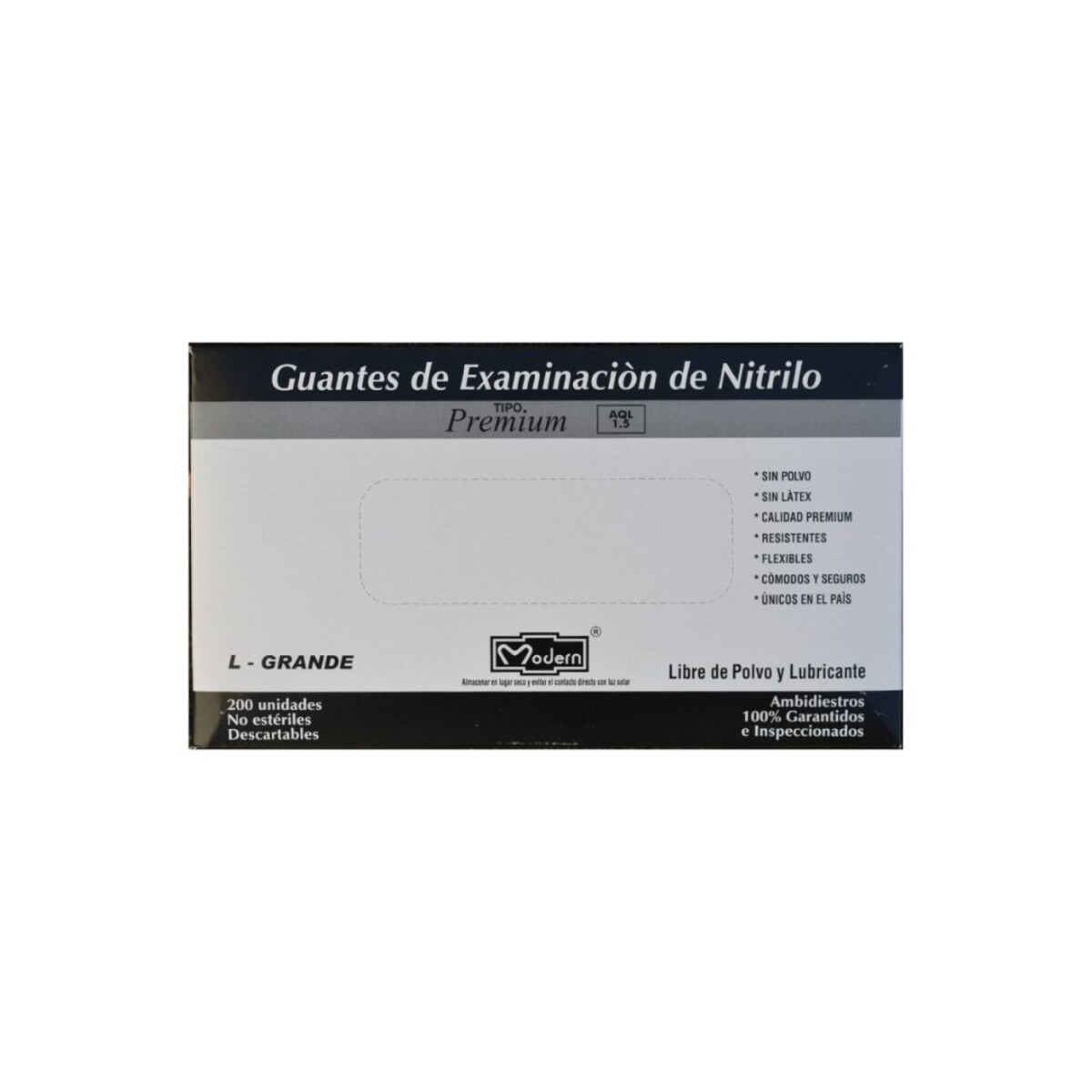 GUANTES DE NITRILO X 100 COLOR NEGRO TALLE L - NEGRO 