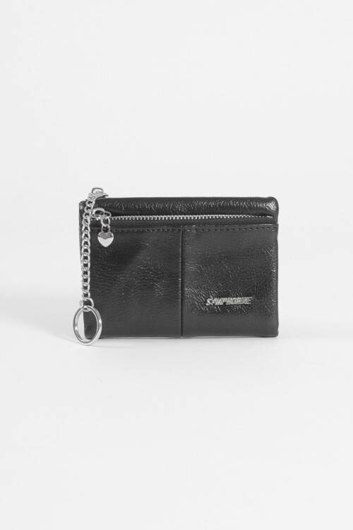 Billetera flap con cierre negro